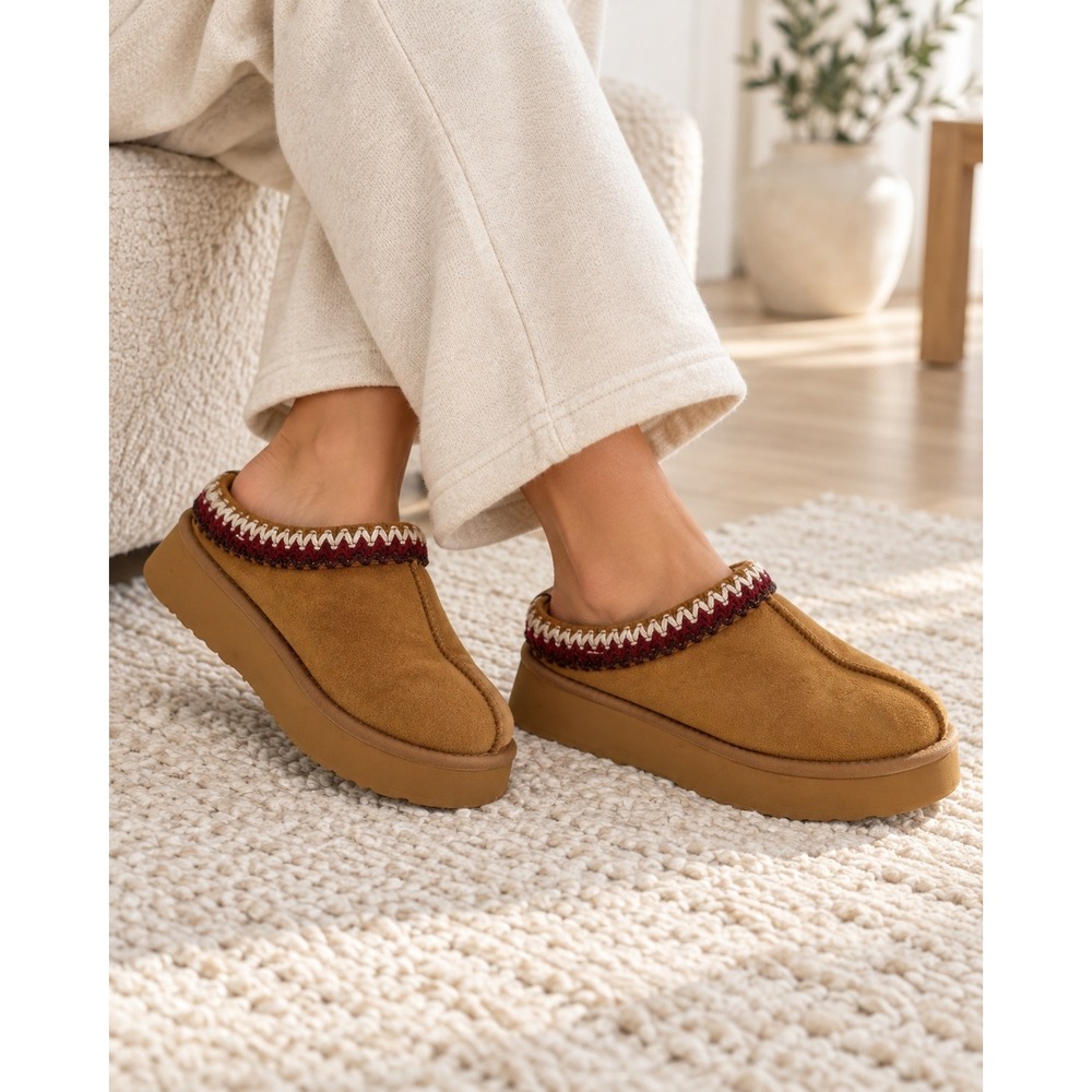 Altar d State Matisse Cloud Slippers Tan Faux Fur Lined Platform Size 6